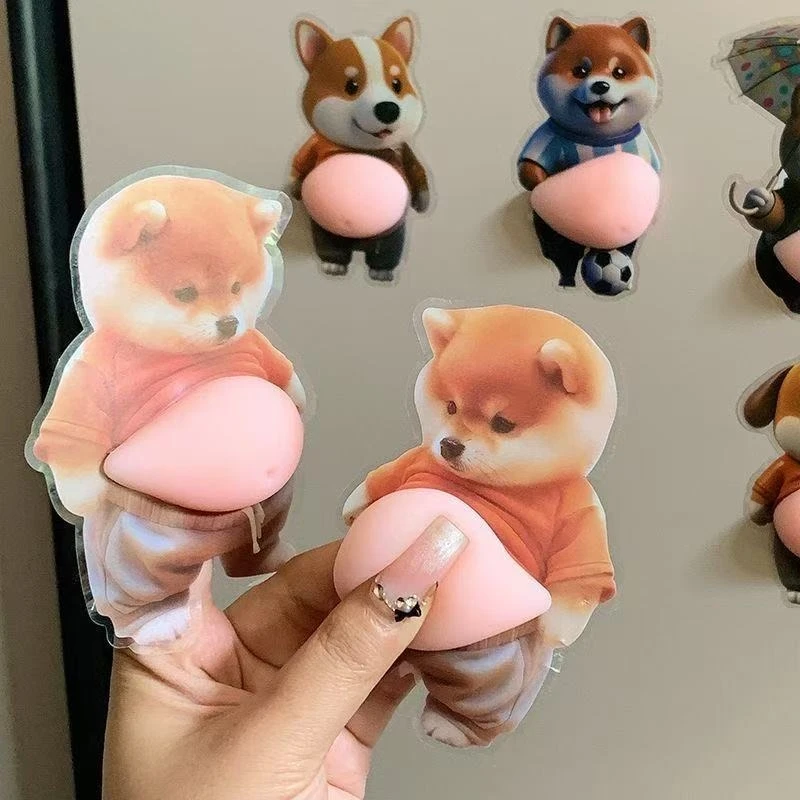 Adesivo 3D de Cachorrinho Fofo com Barriga Grande, Adesivo Anticolisão de Desenho Animado Shiba Inu, Adesivo DIY para Capa de Celular, Brinquedo Infantil
