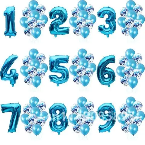 11pcs/set  Large Number Digital Foil Balloons Confetti Latex Balloon  Party Birthday Wedding Decoration Baby Shower Balls