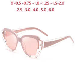 0 -0.5 -0.75 To -6 Irregular Frame Anti-Glare Myopia Lens Prescription Sunglasses Women Polarized Cat Eye Nearsighted Spectacles