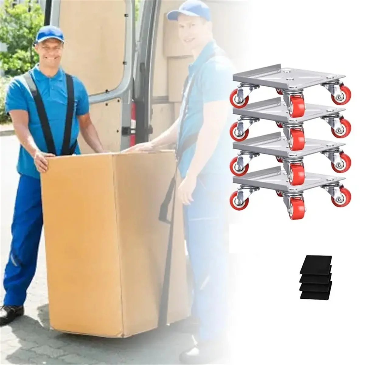 A04I محرك الأثاث الثقيل 5 عجلات دمى الأثاث مع عجلات قفل تحميل رافع مجموعة أدوات متحركة مع وسادة مضادة للانزلاق المنزل