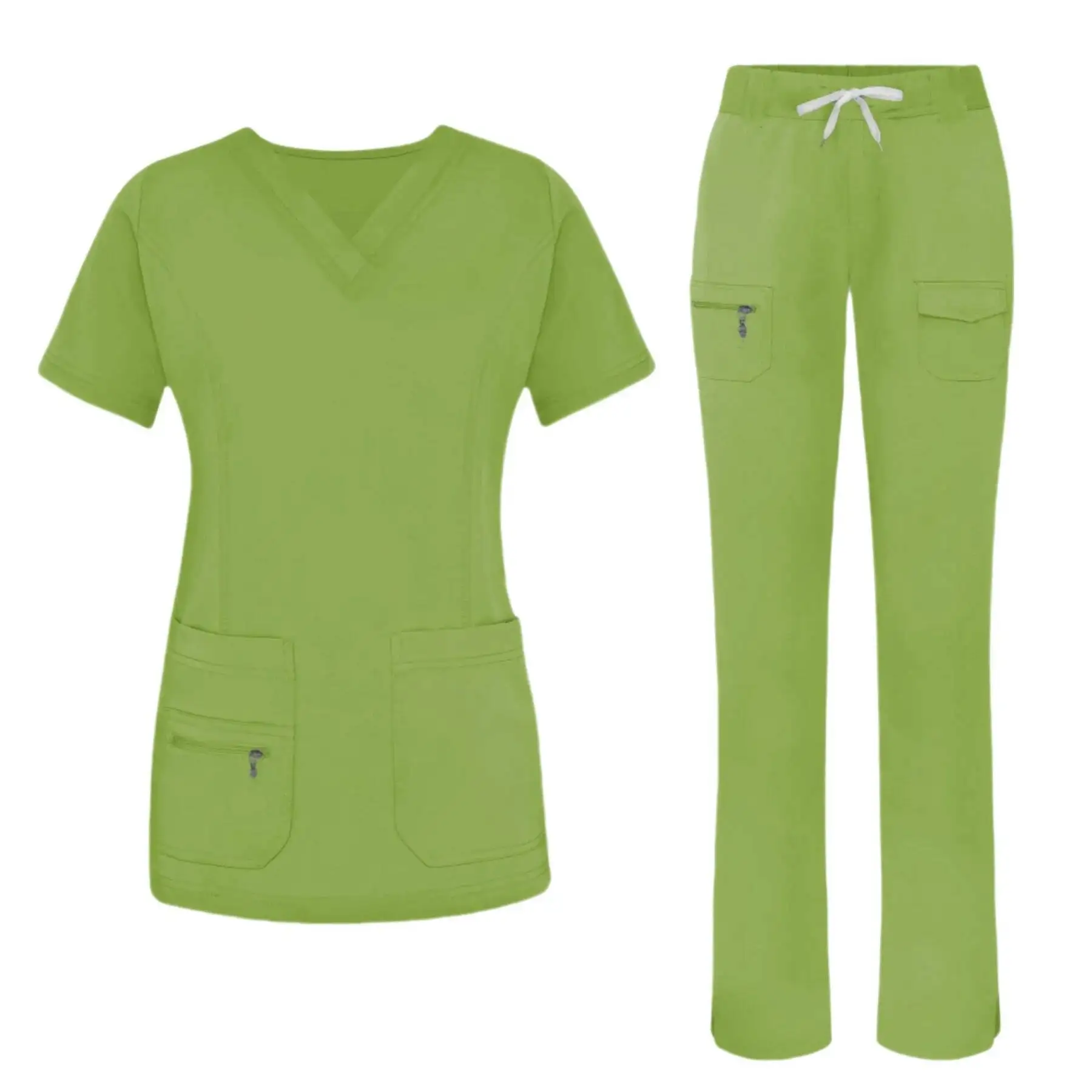 Chirurgische Uniformen Vrouw Blouse Strechy Scrubs Top + Broek Sets Medico Kleding Voor Artsen Verpleegkundigen Klinisch Medisch Uniform