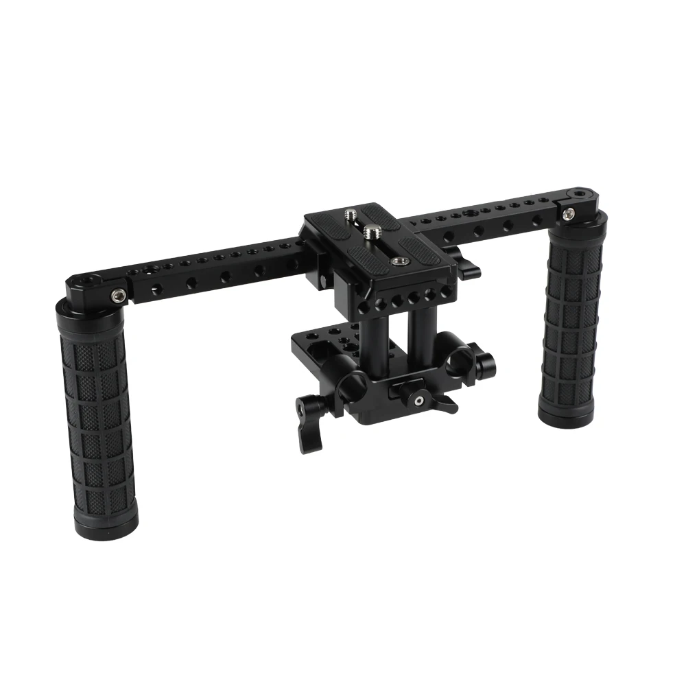 CAMVATE Simple Camera Holder Rig With Manfrotto QR Plate & Rubber Handgrip For Camera Shoulder Mount Rig 15mm Rod Support System