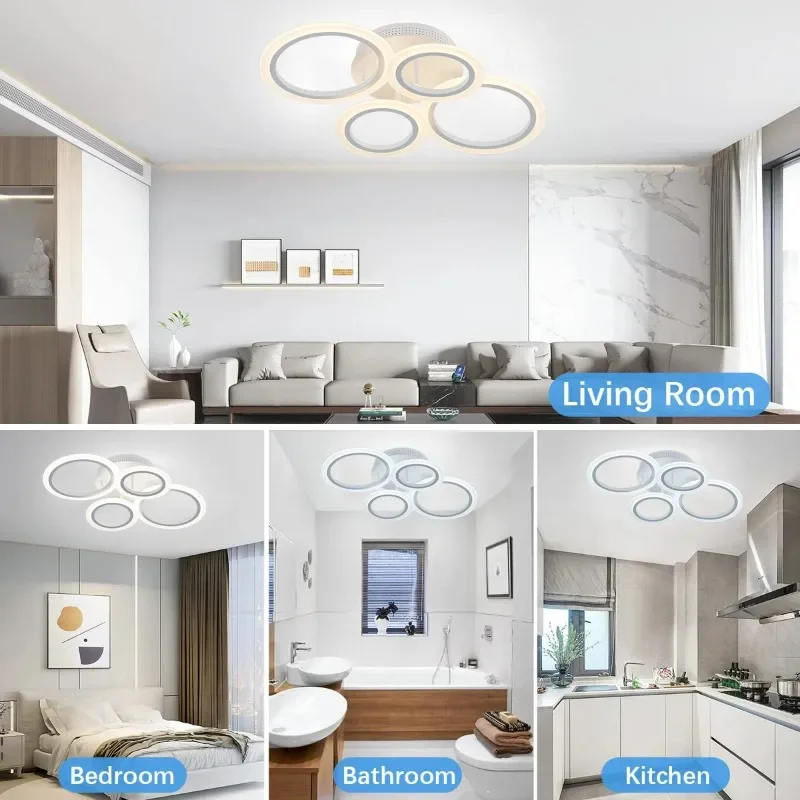 Modern Led Acrylic Ceiling Light Chandelier Ring Lamp Dimming Remote Control Indoor Lighting Fixture Home Bedroom Living Room