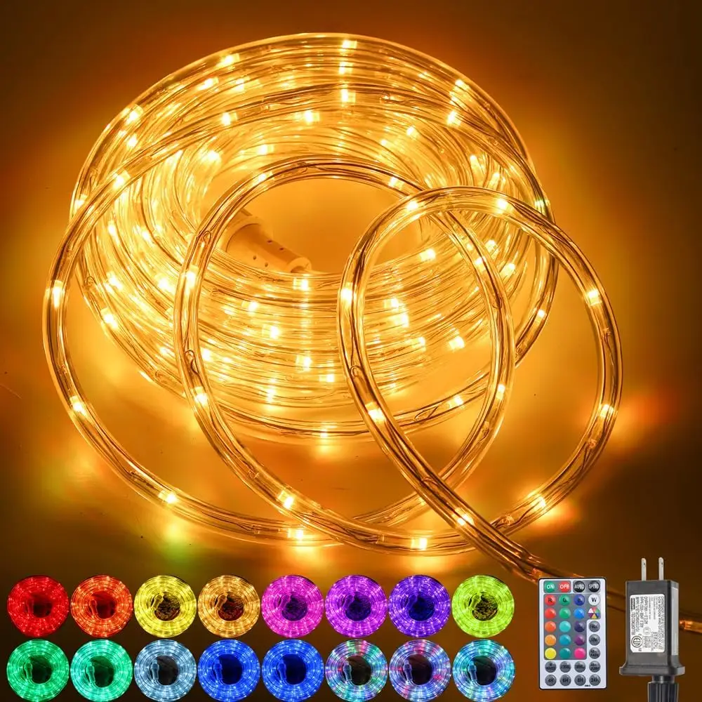 65Ft 400 Led Waterproof Color Changing Rope Lights,Indoor Outdoor 16 Colors Changing Led Rope Lights With Remote For Outside,