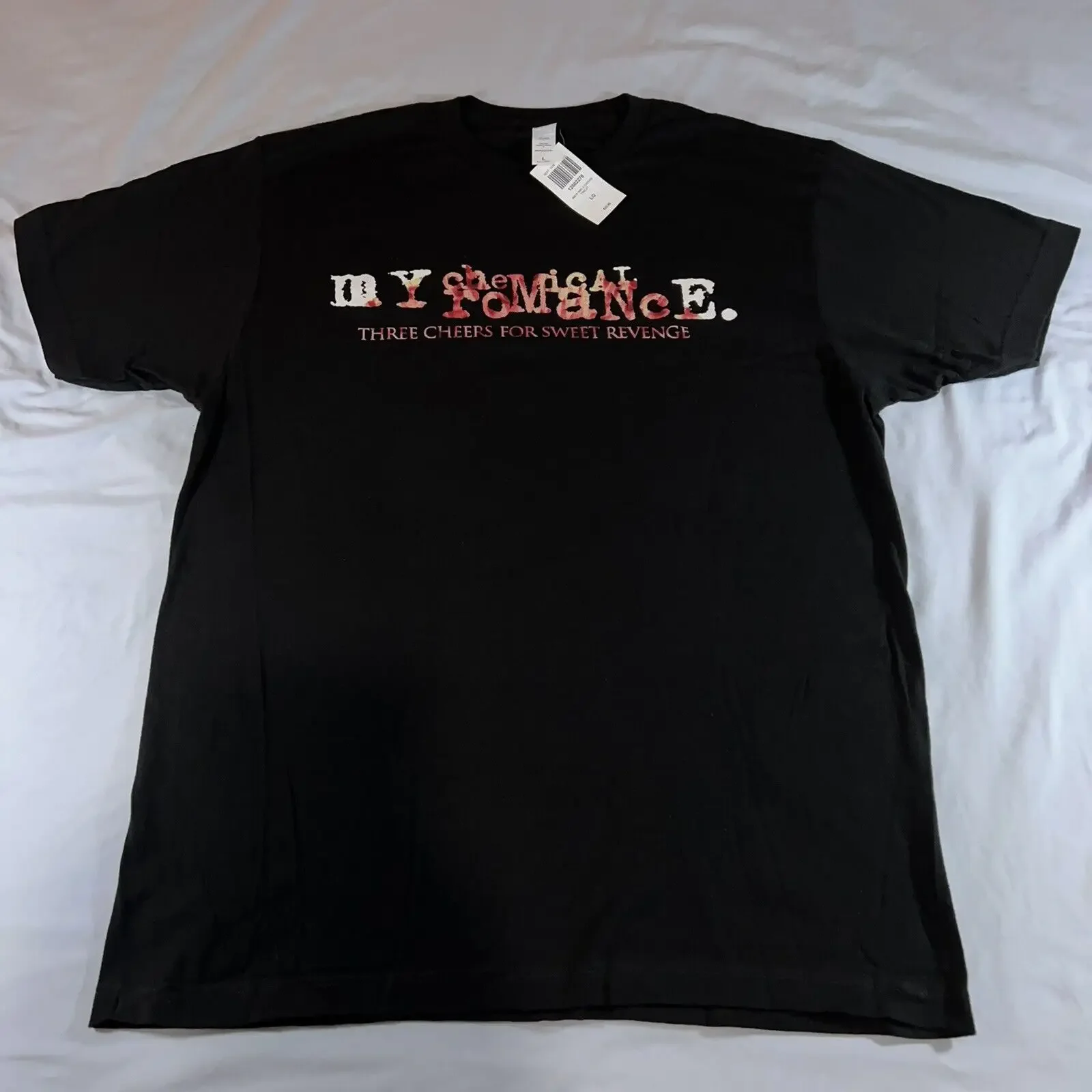 NWT My Chemical Romance Three Cheers For Sweet Revenge Tracklist Y2K T Shirt L