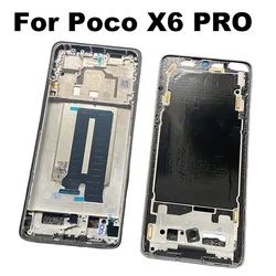 For Xiaomi Poco X6 Pro 5G LCD Front Bezel Middle Frame Faceplate Housing Chassis + Buttons Smartphone Repair Parts