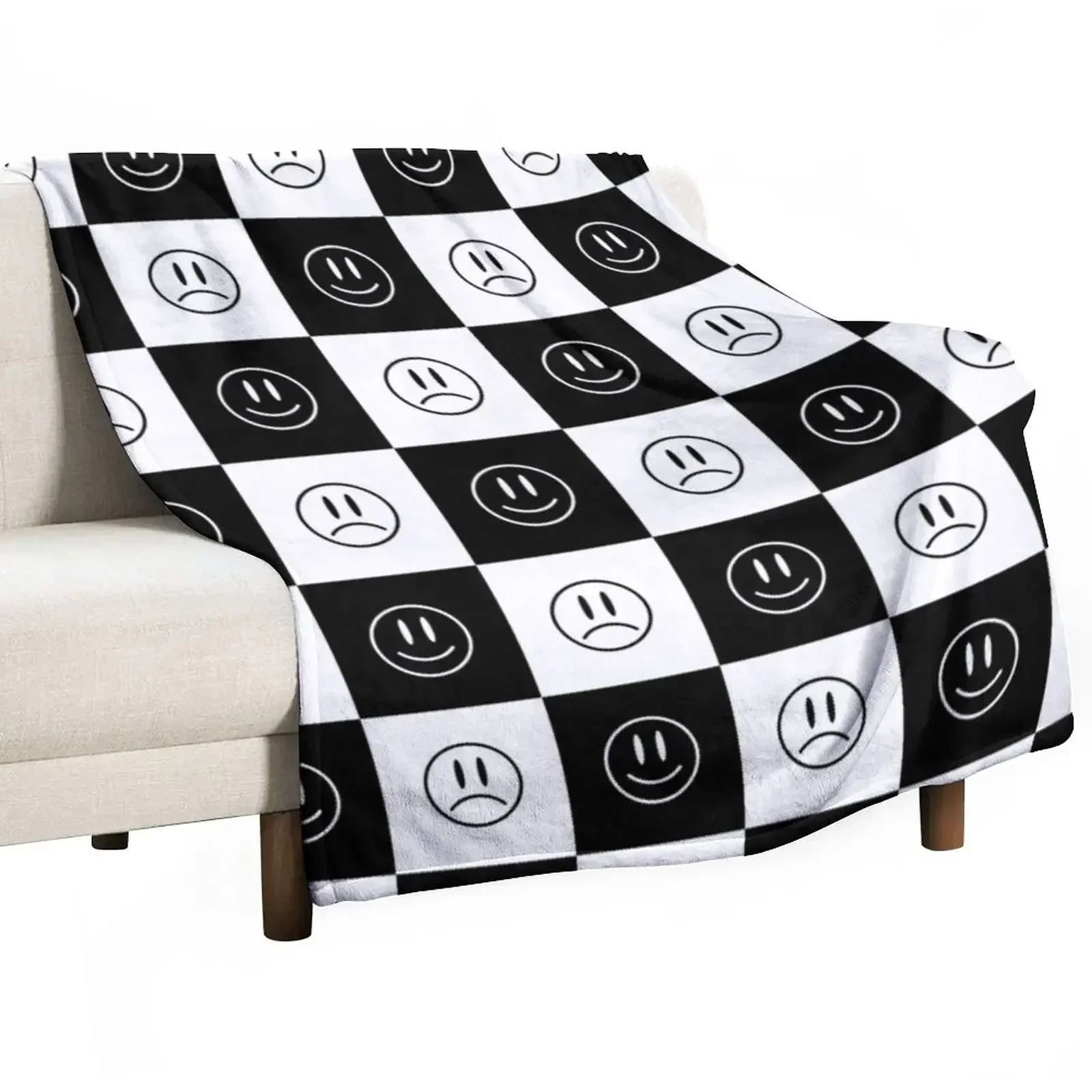 Happy & Sad Smilies Throw Blanket Multi-Purpose Designers Blankets