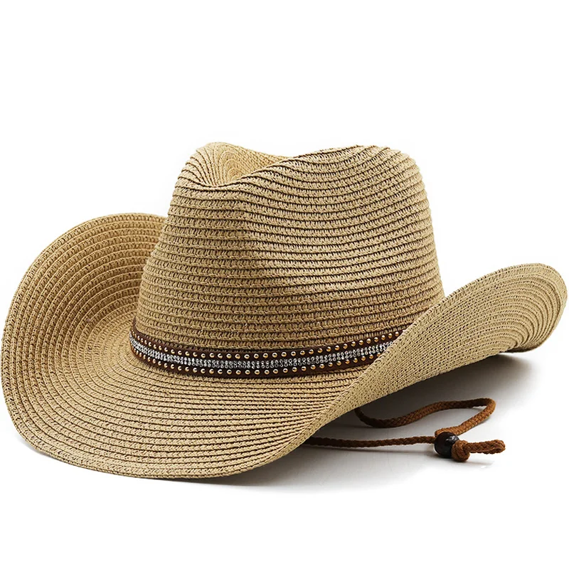 

Women's Summer Bucket New west cowboy Straw Hat Panamas UV Protection Sun Visor Seaside Beach Hat Tide Summer Men Hats