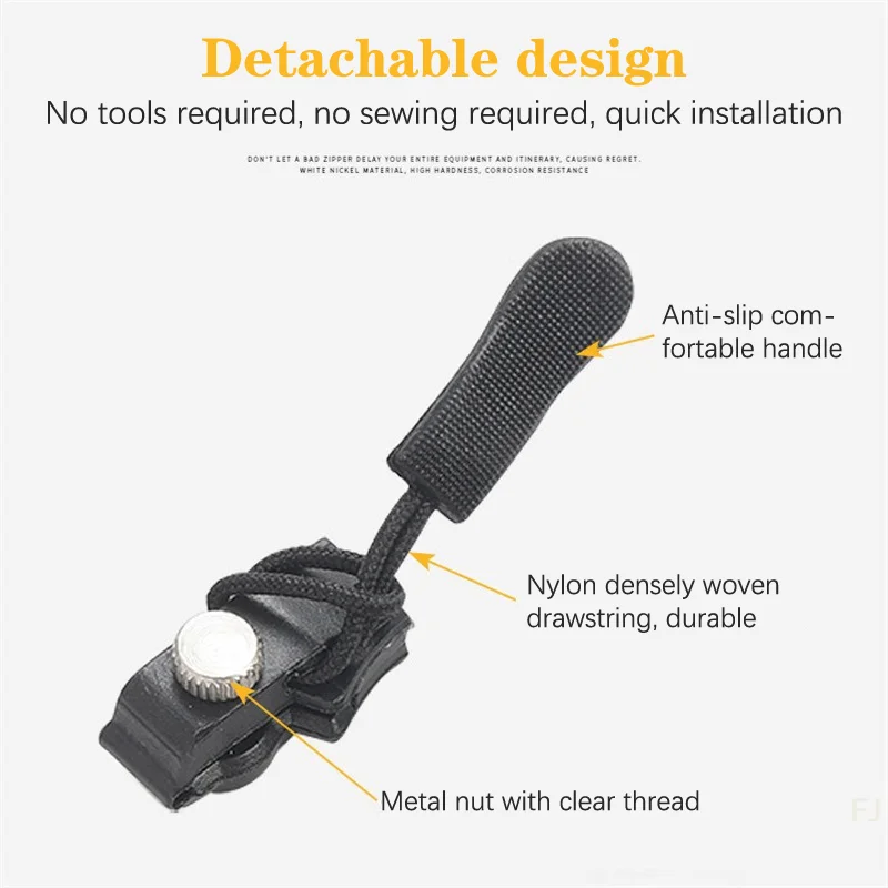 [YU]10Pcs Universal Zipper Repair Kit Quick Instant Detachable Zipper Head Free Sewing Zipper Slider Pull For Jacket
