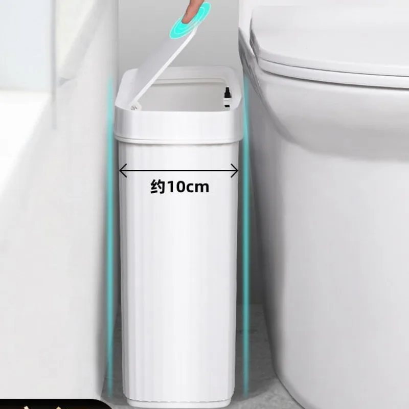 Slim Bathroom Trash Can 10cm Narrow Press Lid Garbage Bin Space Saving Flat Body Waste Container For Toilet Side Kitchen Use