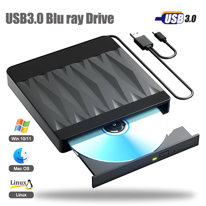 外付けBlu-ray DVDドライブ,bd,dvd,cdおよびrw,光学ドライブ,ラップトップ,デスクトップ,バーナープレーヤー,Windows,Macosと互換性あり