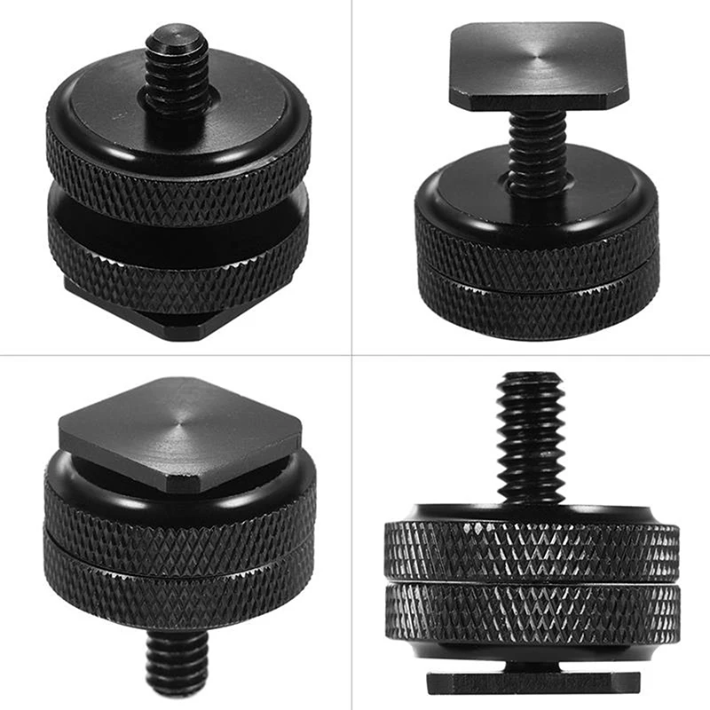 1/4 Double Conversion Screw Flash Metal Hot Shoe Mounts Camera Flash Adapter Upgrade Photography 2-in-1 General Components Tools