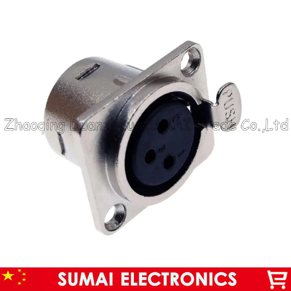 Silvery Metal Audio MIC Connector XLR 3 Pin Female Chassis Mount Type Socket,Push Types Audio Panel Sockets