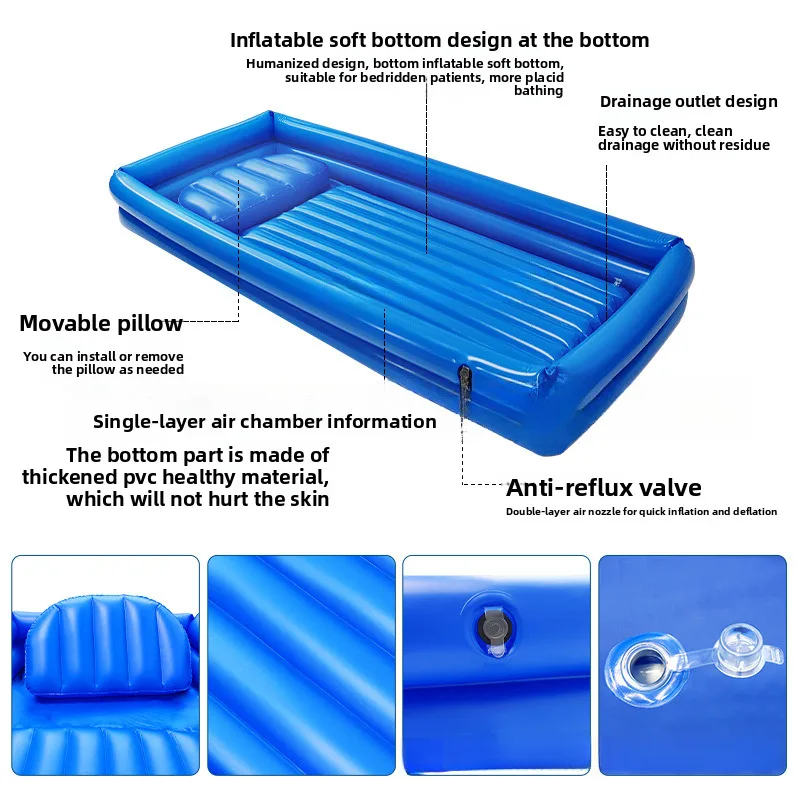 بولي كلوريد الفينيل حمام قابل للنفخ للطي الرعاية الطبية الكبار حوض استحمام المسنين الرعاية الطبية دش سرير أو المرضى المشحولة مستلزمات التمريض