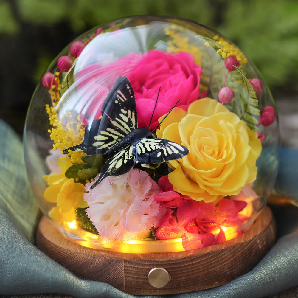 

13x13x13 см образец бабочки стеклянная крышка готовый продукт День матери подарок на день Святого Валентина для женщин украшение дома