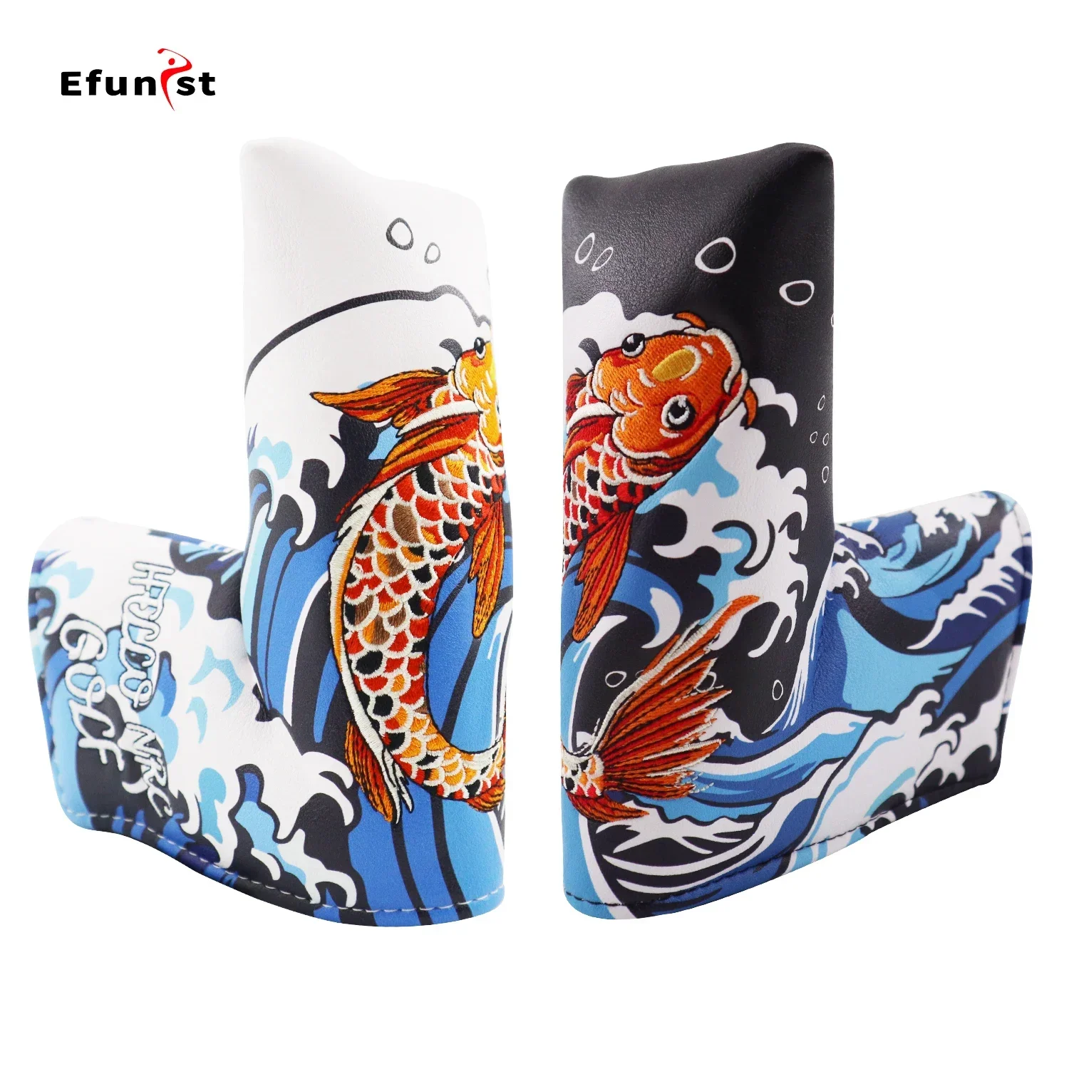 

Golf Putter Head Cover Koi Styles PU Leather For Blade Club Magnetic Closure Golf Cue Protect Case Golf Supplies Drop Ship