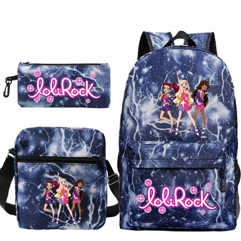 3pcs LoliRock School Backpacks Boys Girls Back To School Gift Mochila Students Anime School Bag Teens Casual Daily Backpack