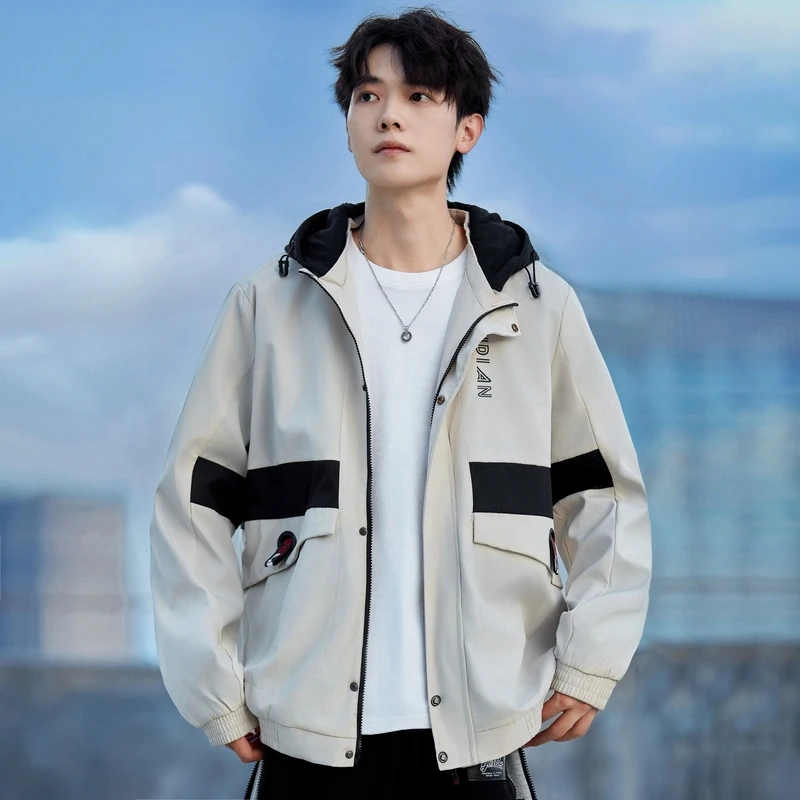 

Мужская куртка в американском ретро-стиле для молодежи, осенне-зимняя, свободного кроя, повседневная ветровка из полиэстера для активного отдыха