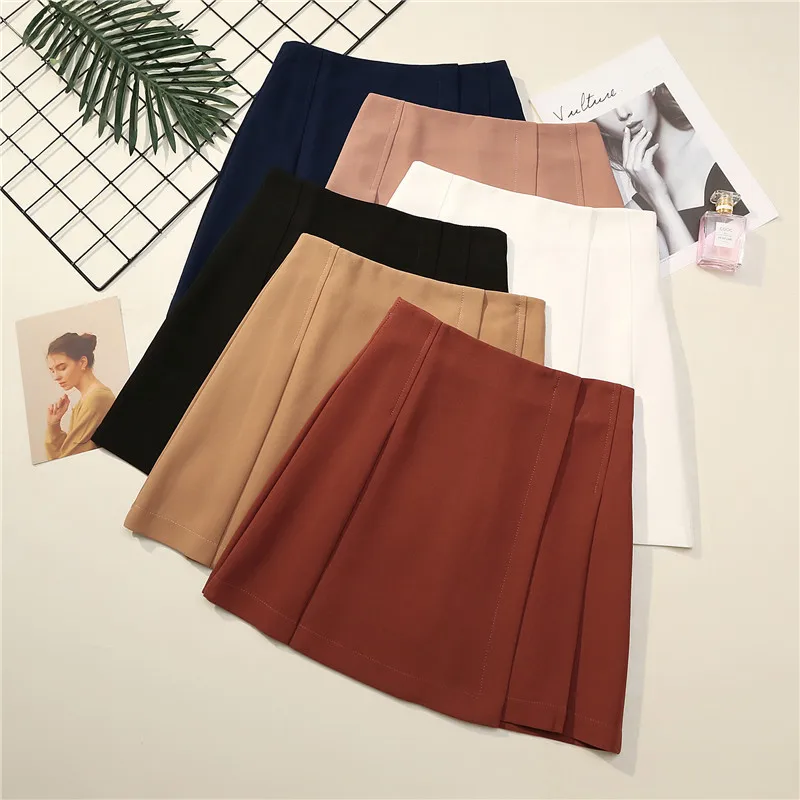 Patchwork Irregular Elegant Lady Skirt Female 2021 High Waist Sexy Slim Mini Skirt Vintage Casual Women Zipper A-line Skirt Chic