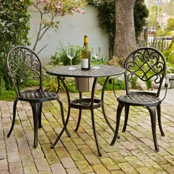 3pcs Patio garden furniture outdoor chairs and Ice table Cast Aluminum Bistro Set for terrace Blacony outside antrust waterproof