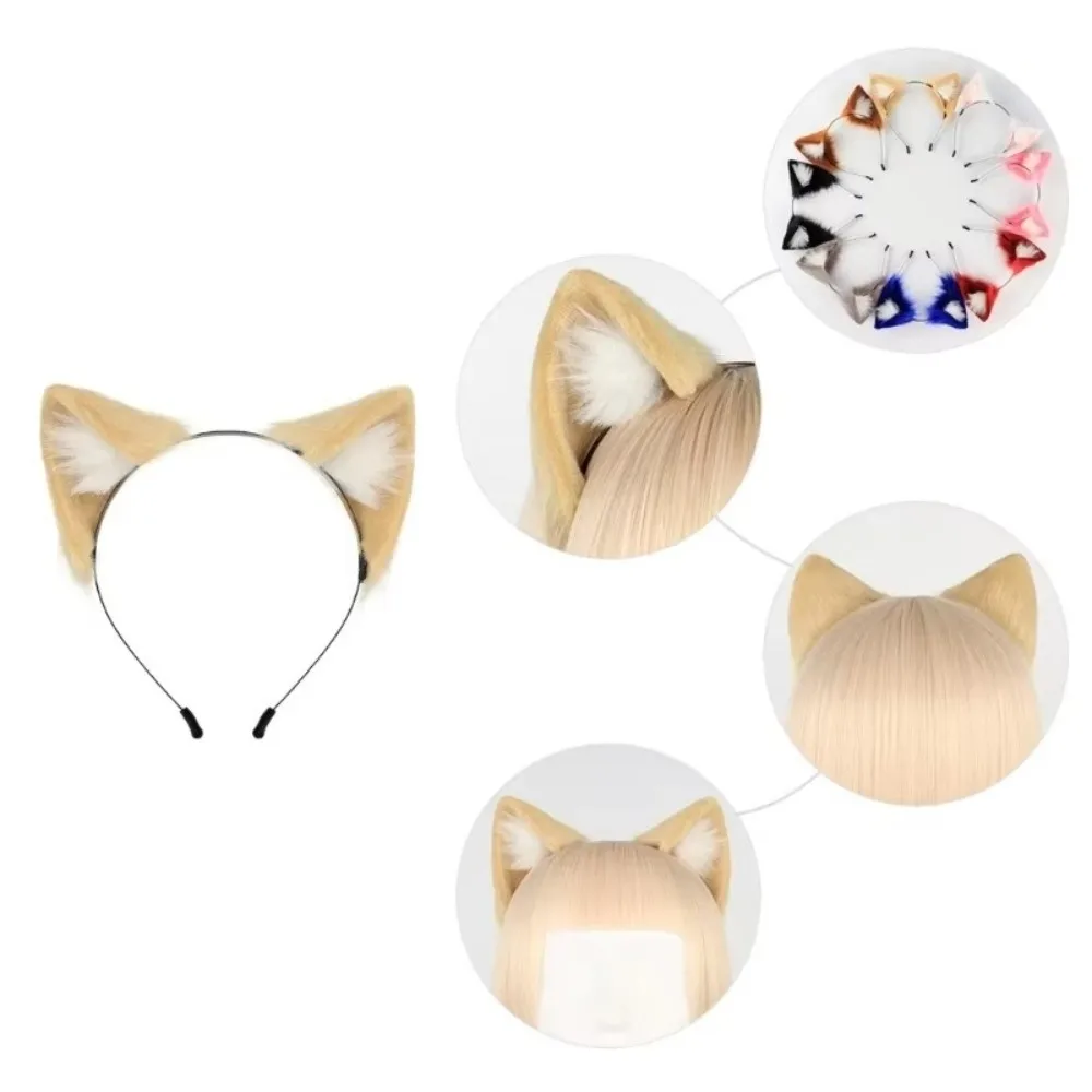 Artificial Cosplay Animal Cat Ears Headband Furry Artificial Gothic Headband Lolita Reusable Lolita Ears Headwear Stage
