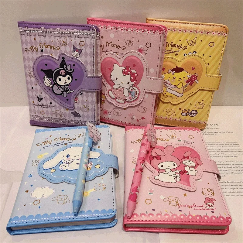 Sanrio Hello Kitty Notebook Gel Pens Kuromi Cinnamoroll Notepad Daily Weekly Agenda Planner Stationery Set Office School Supplie