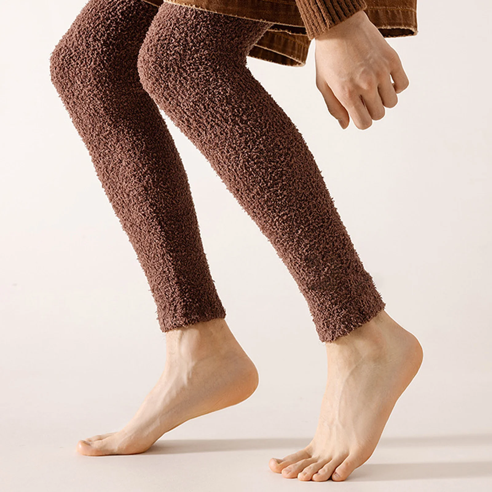 Scaldamuscoli lunghi in pile Copri gambe caldi Scaldamuscoli ispessiti e imbottiti in tinta unita adatti ai costumi della festa di Natale