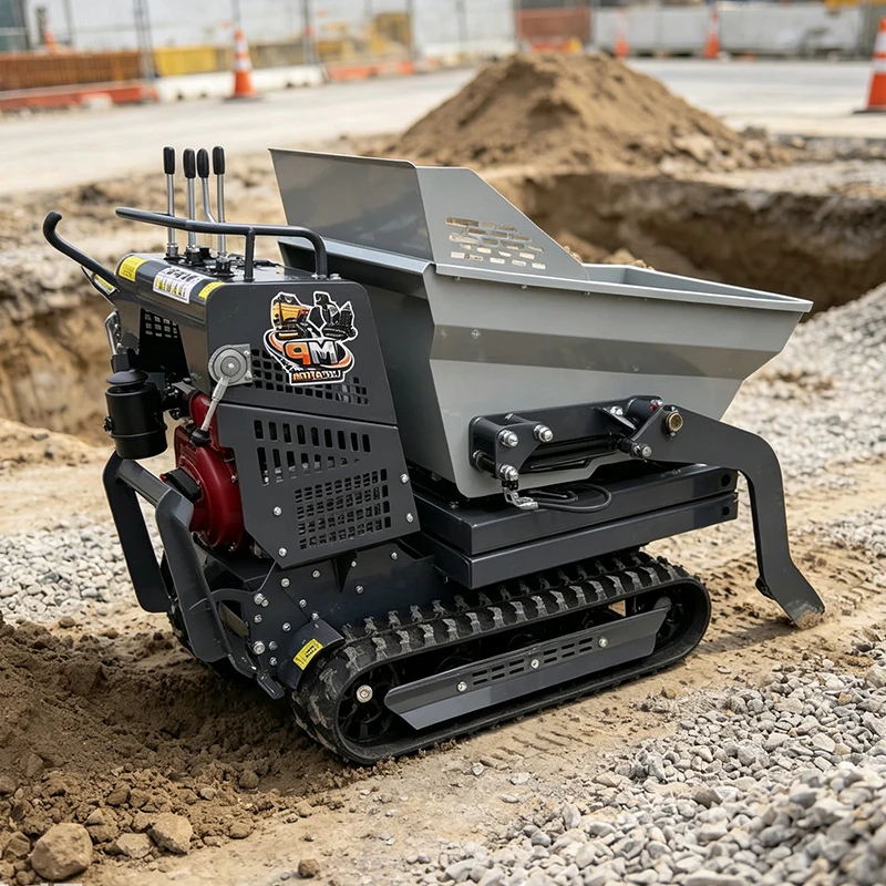 Compact Rubber Track Dumper 500kg-1ton Mini Mixer Crawler Dumper Hydraulic Tipper for Concrete Garden Farm Renovation Work