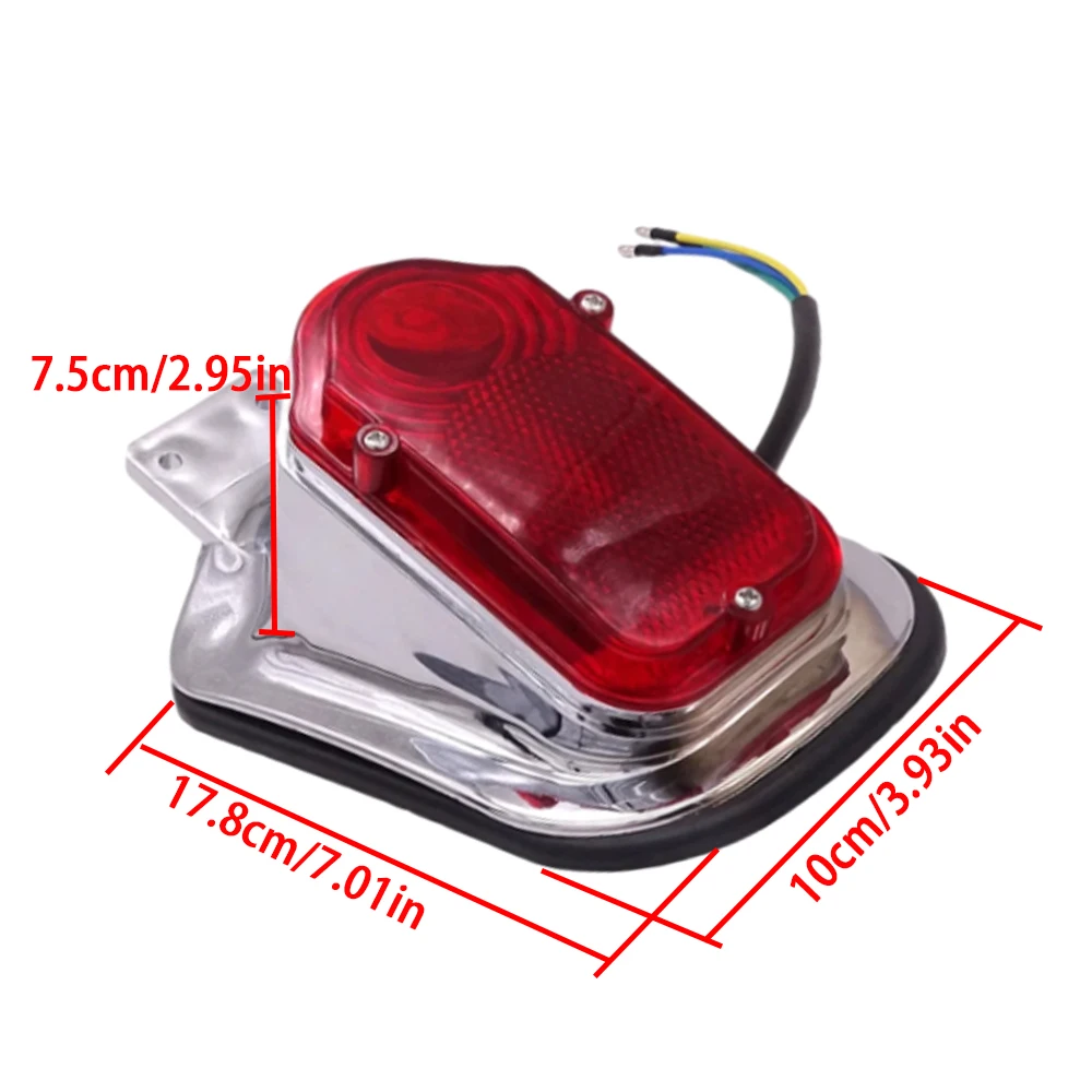 12V Motorcycle Tombstone Brake Tail Light Signal Chrome Red For Harley Choppers Cruisers