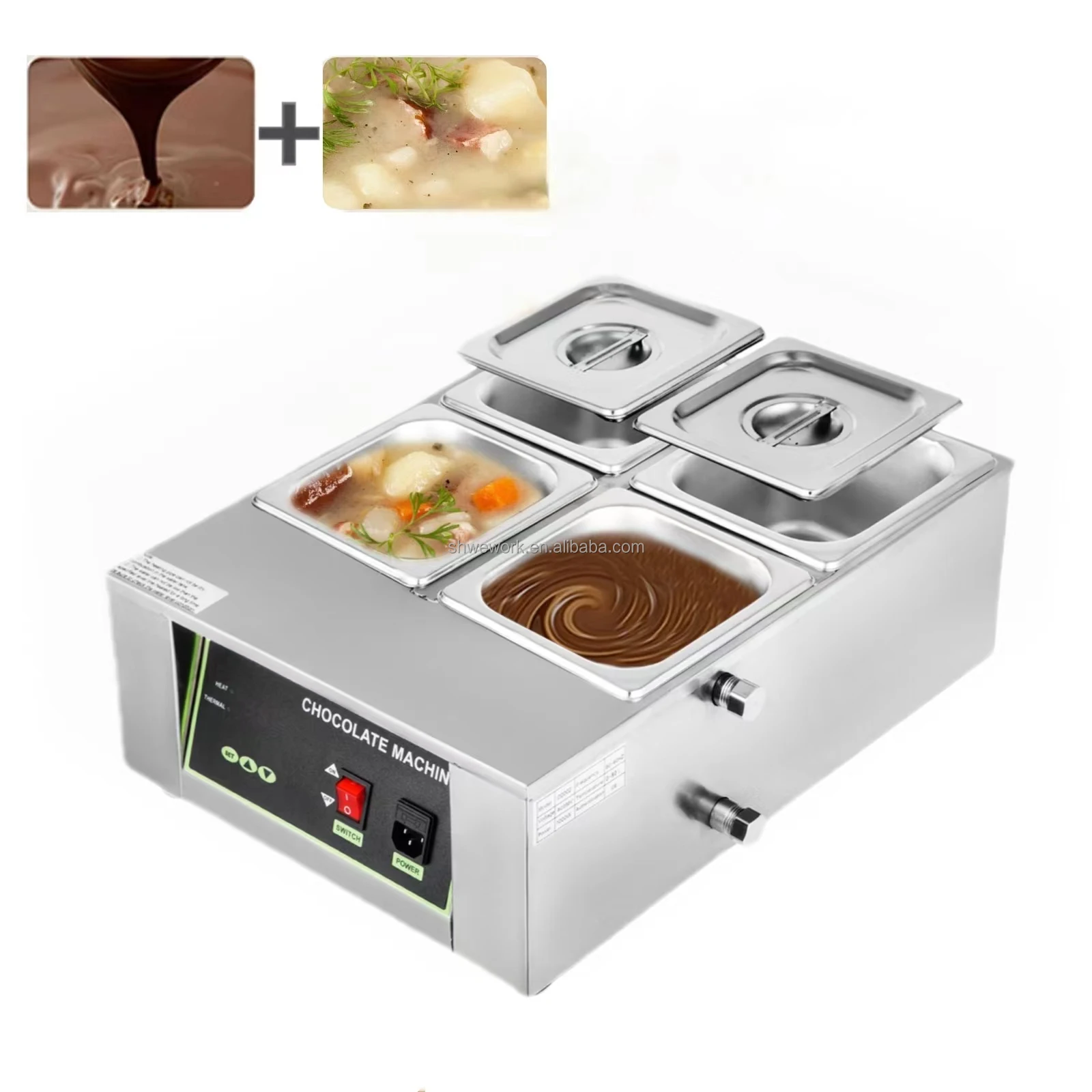 WeWork Commercial Chocolate Tempering Machine With Double Pot Chocolate Melting Machine With LED Control Chocolate Warmer Melter