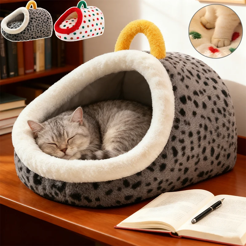 

2026 Portable Deep Sleep Cat Bed Large Space Cozy Removable Cave Dog Bed Winter Warm Kennel for Home Travel Picnic Cuccia Gatti
