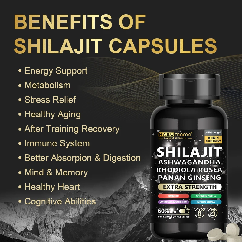 HABUMAMA 100% Pure Himalayan Shilajit Resin 300mg with 85+ Trace Minerals & Fulvic Acid for Energy Immune Support