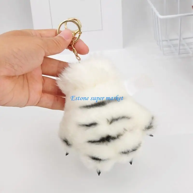 090B لطيف باو مفتاح الأسطح الفخمة مفاتيح حشو كيس كيس كيس قلادة النمر باو سلسلة مفاتيح #3