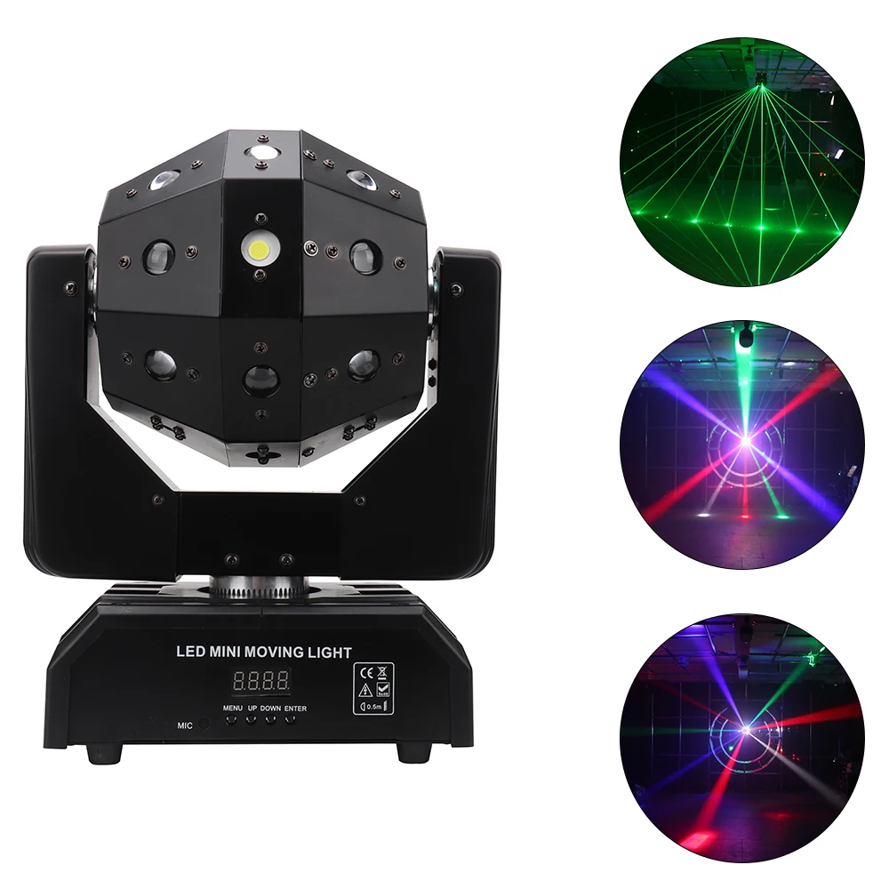 

DJ Disco Ball Laser Strobe Light 3in1 Moving Head Llight DMX Nightclub Party Show Stage Lighting