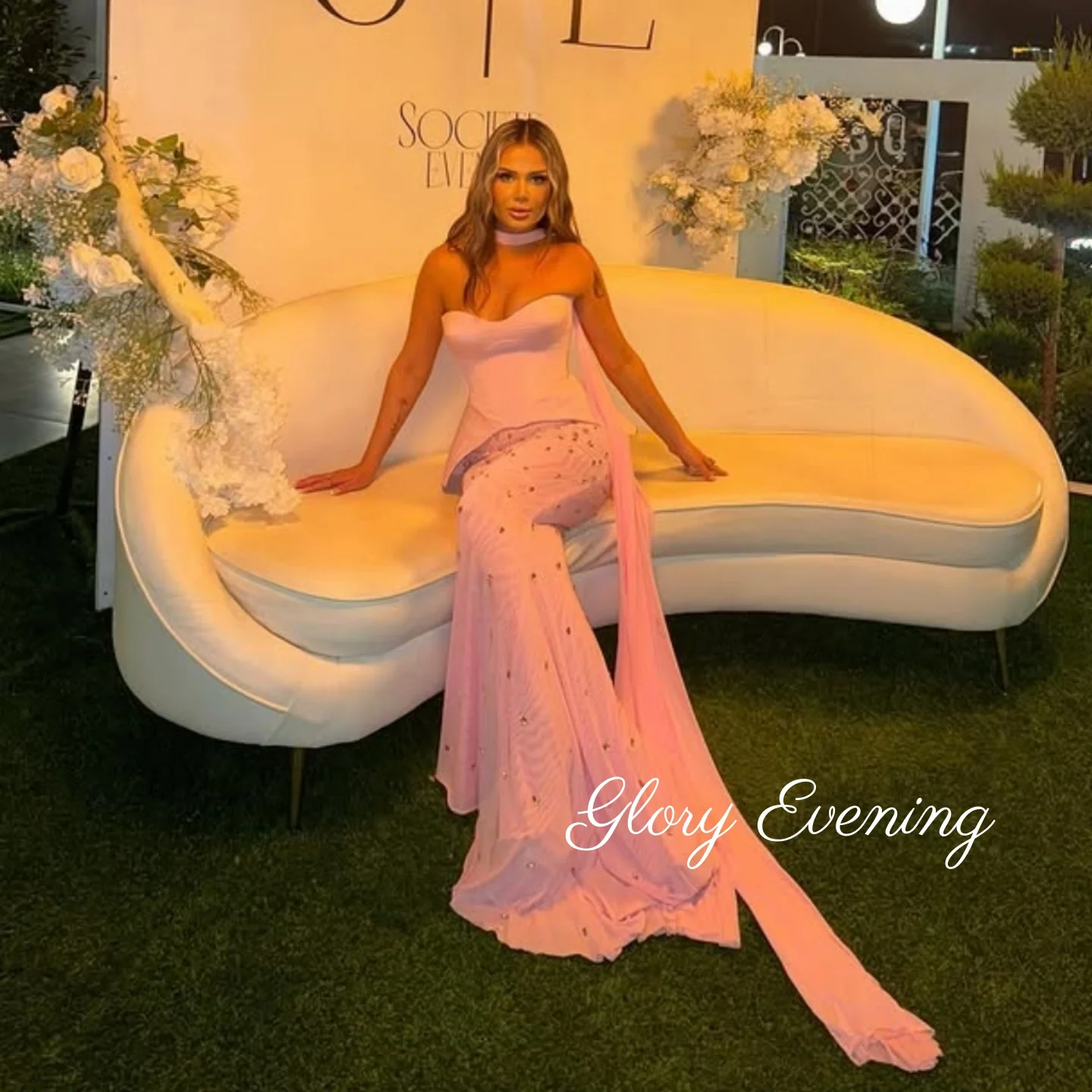 

Prom Dresses Saudi Arabia Floor Length Sweetheart Evening Dresses Women's Beadings Sleeveless Formal Dress Customized Dress