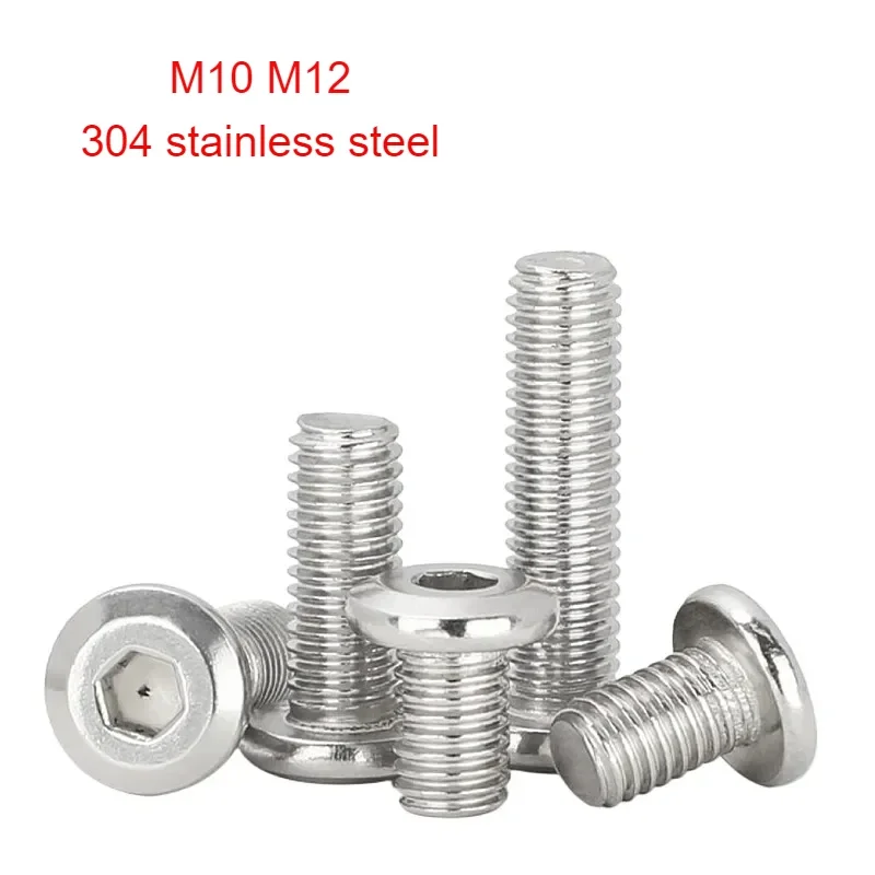 304 Stainless Steel Chamfered Hexagon Socket Head Cap Screws M10 M12 Oblique Flat Round Head Hexagon Socket Head Cap Screws