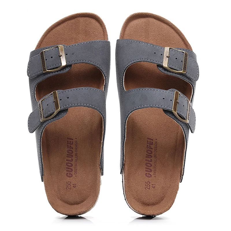 2023 Summer Men\'s Mule Clogs Slippers High Quality Classic Two Buckle Cork Slides Sandals Footwear For Men Women Unisex 35-46