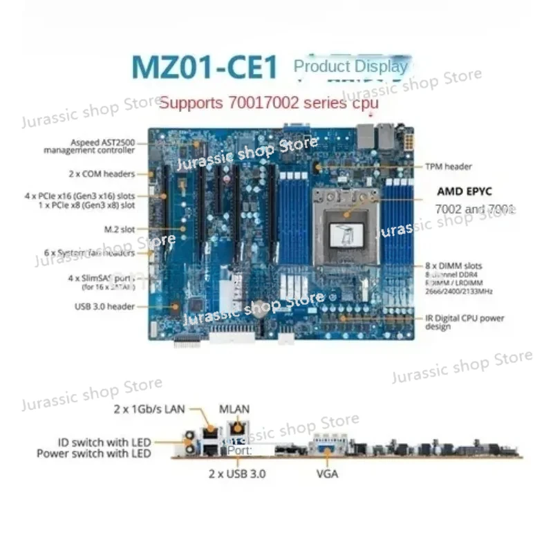 

MZ32-AR0 H11SSL-I Motherboard, PCI-E4.0 7H12/7542 EPRC7002/7003