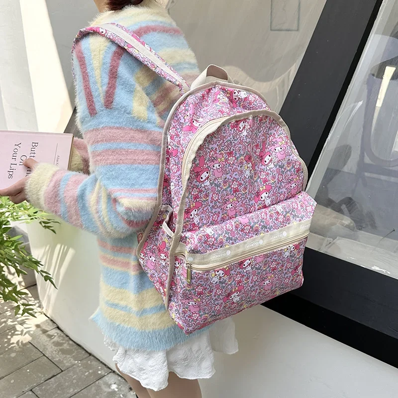 Sanrio Nieuwe Melodie Student Schooltas Cartoon Lichtgewicht Casual Waterdichte Grote Capaciteit College Rugzak