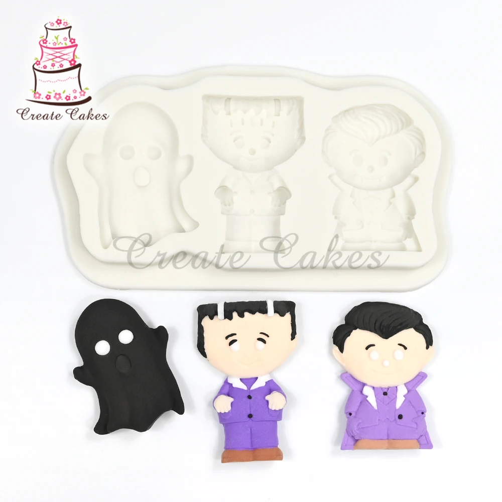 Ghost Elf Silicone Mold Halloween Cake Border Cupcake Fondant Cake Decorating Tools Candy Clay Chocolate Gumpaste Moulds