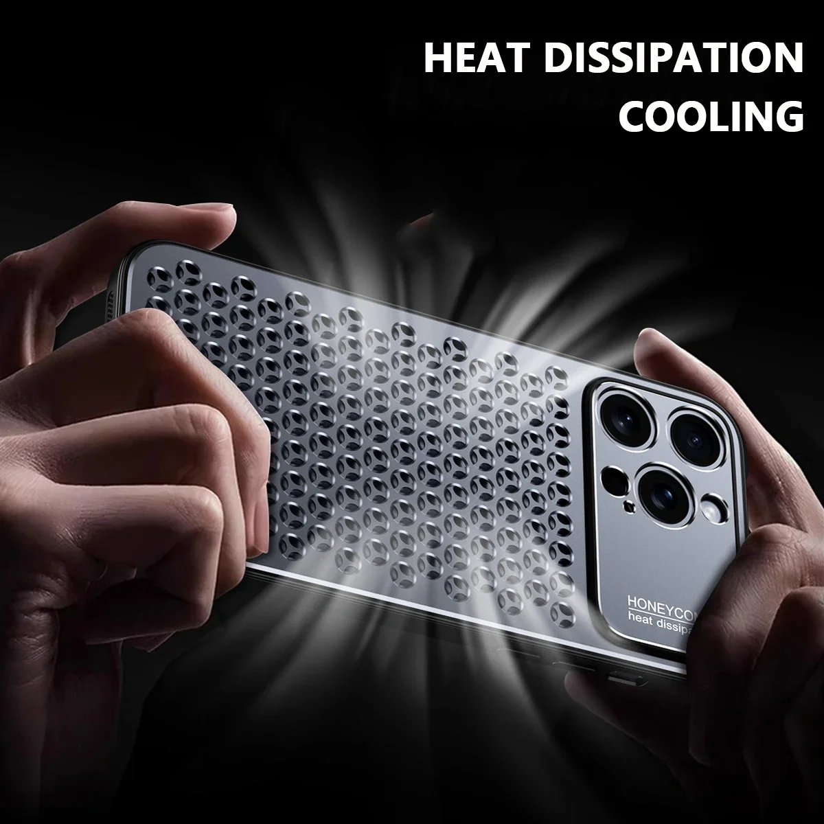 Luxury Metal Silicone 2 in1 Honeycomb Heat Dissipation Phone Case For iPhone 14 13 15 16 Pro Max Protection Anti Scratch Cover