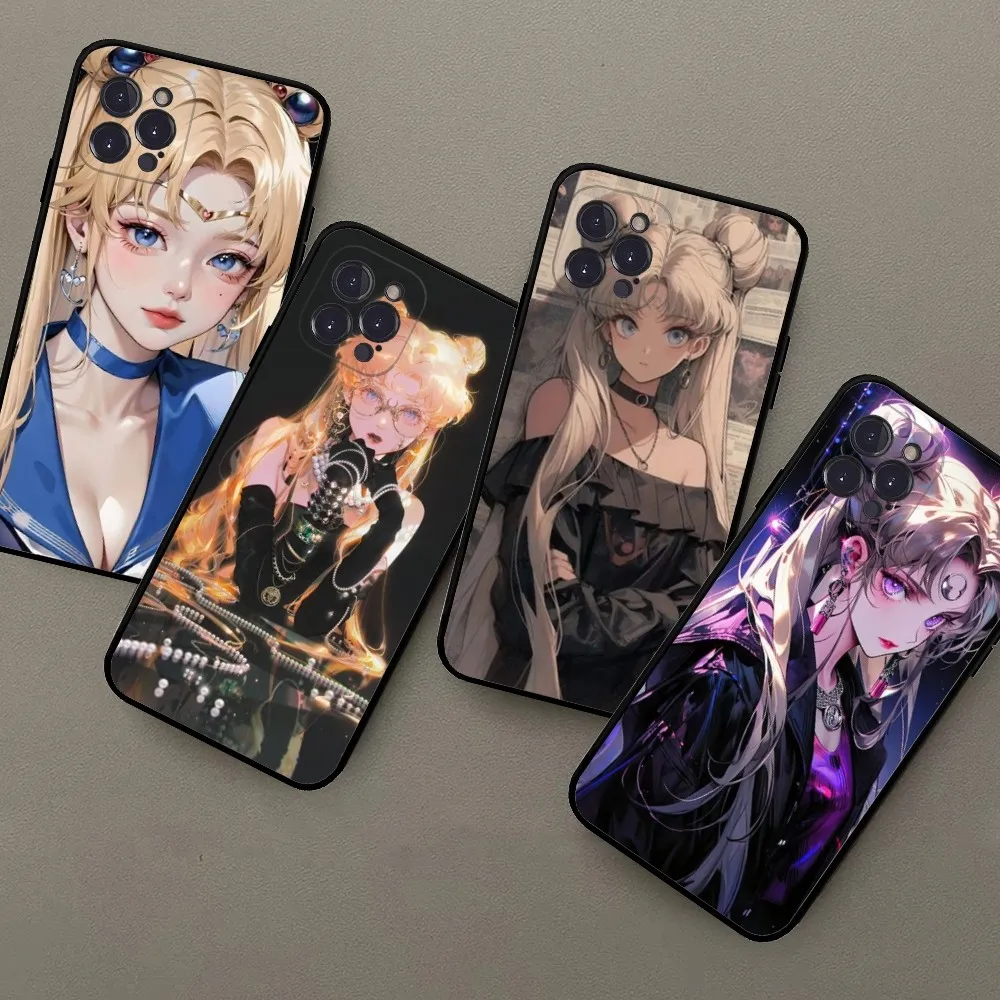 Anime girl S-sailors-Moon Phone Case For iPhone 15 14 13 12 Mini 11 Pro XS Max X XR SE 6 7 8 Plus Soft Silicone Cover