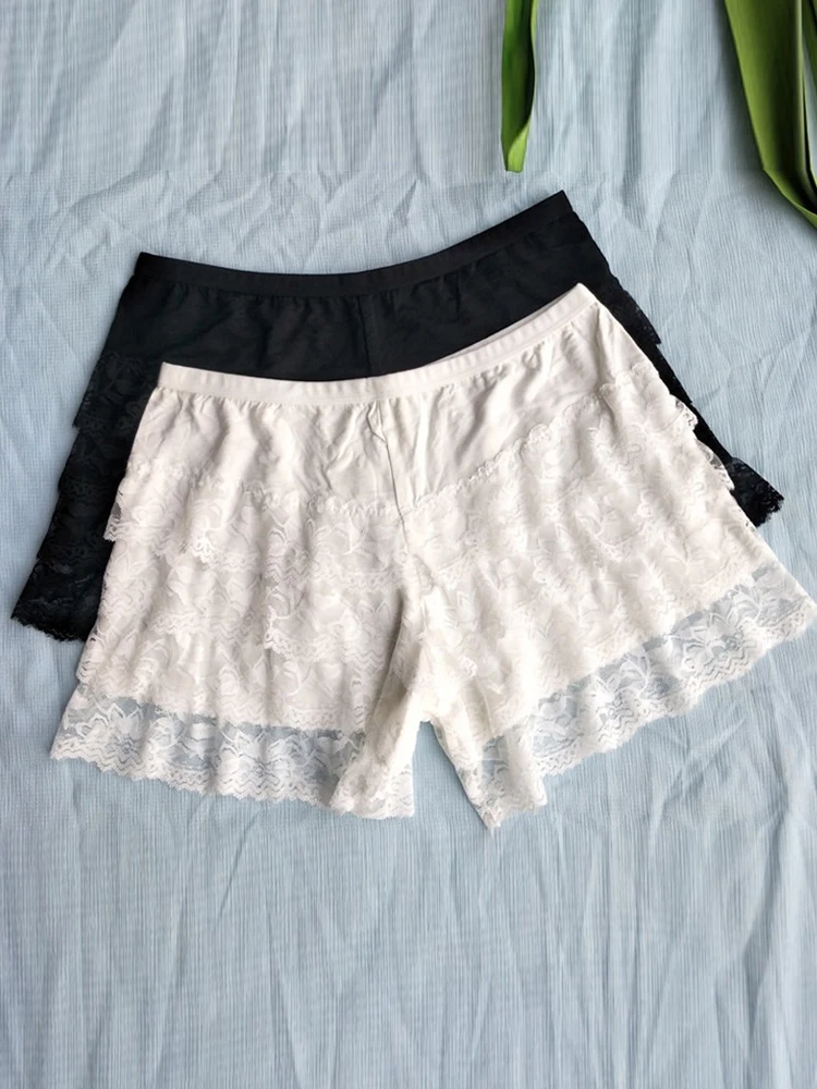 Spring Summer New Korean Style Lace Loose Thin Safety Pants Underwear Base Layer Pants Prevent Exposure Three-Quarter Length