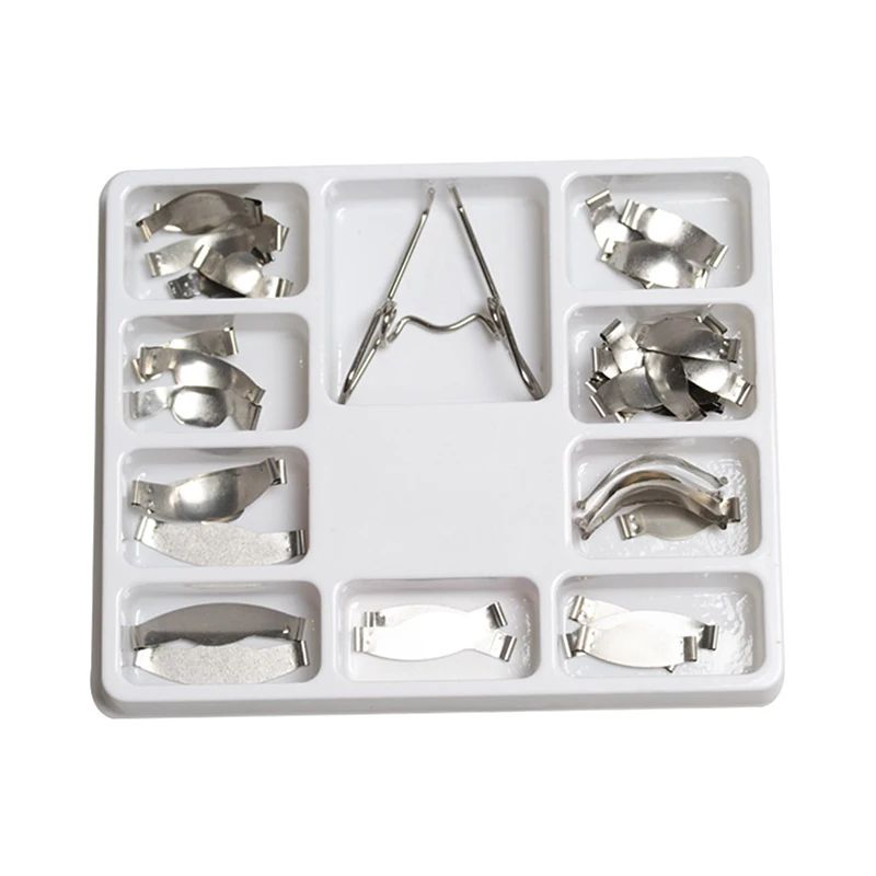 36 pcs Dental Saddle Contoured Metal Matrices Matrix Universal Kit with Spring Clip