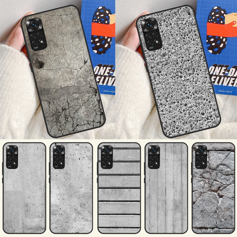 Concrete cracked stone Texture Case For Xiaomi Redmi Note 12 11 9 8 10 Pro Note 12S 11S 9S 10S Cover For Redmi 12C 9C 10C