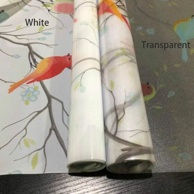 1/2M Frosted Window Film Privacy Opaque Non-Adhesive Bird Decals Glass Vinyl Film Static Cling Stained Window Sticker Home