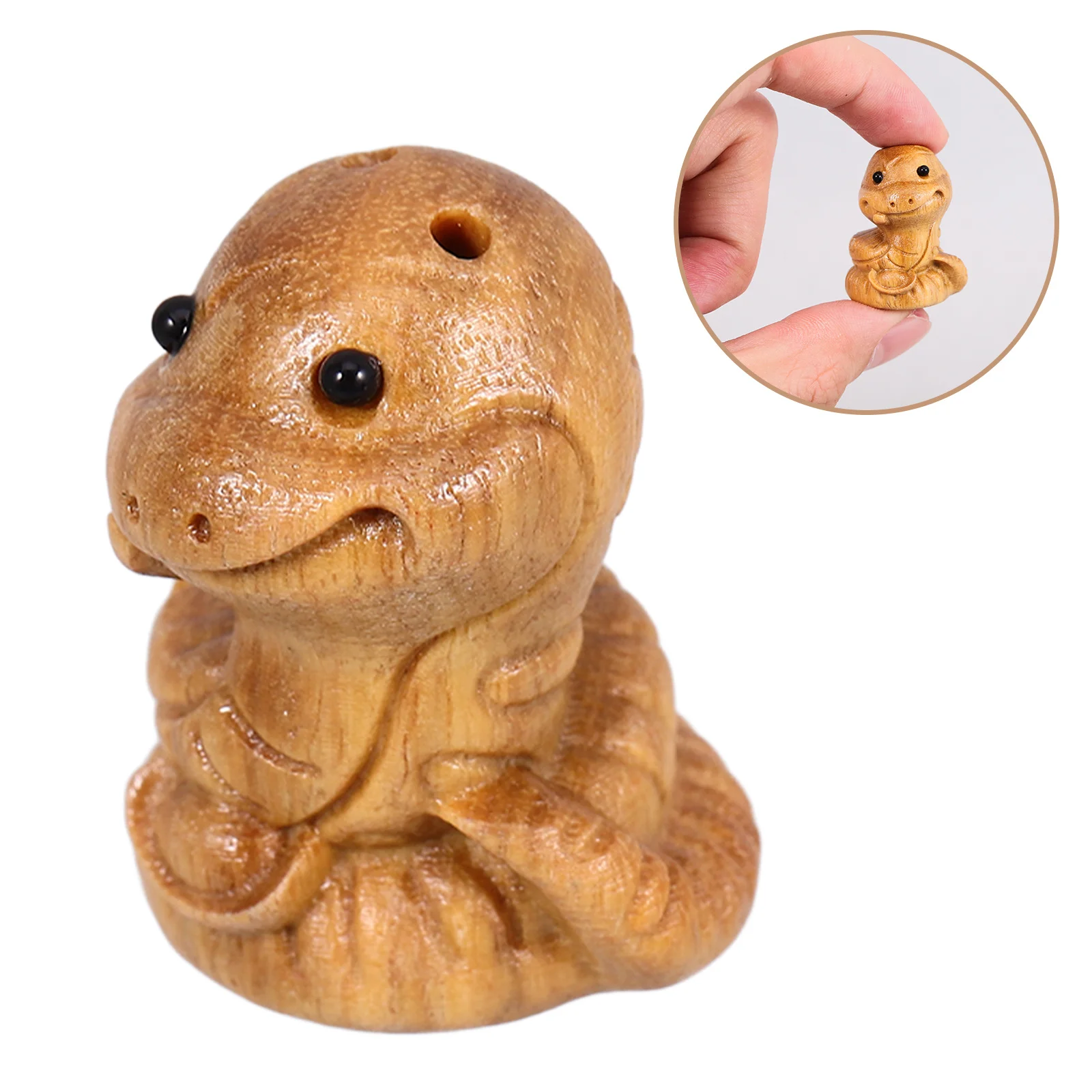 

Wood Snake Pendant DIY Cartoon Keychain Pendant Delicate Wooden Snake Charm Mini Sculpture Carved Key Chain Zodiac Animals