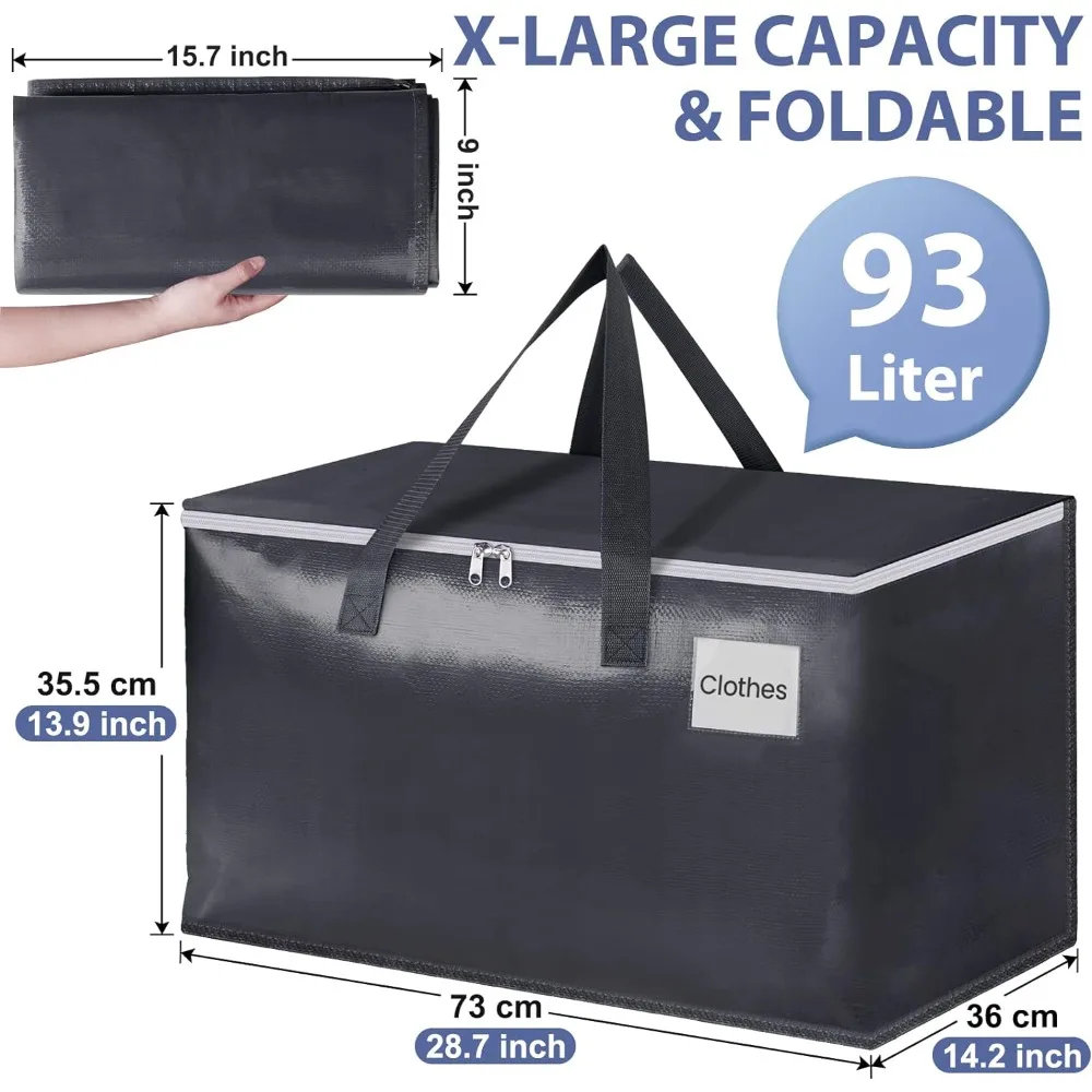 Heavy Duty Moving Boxes-Moving Bags with Zipper, Reinforced Handles and Tag Pocket-Collapsible Moving Supplies-Totes