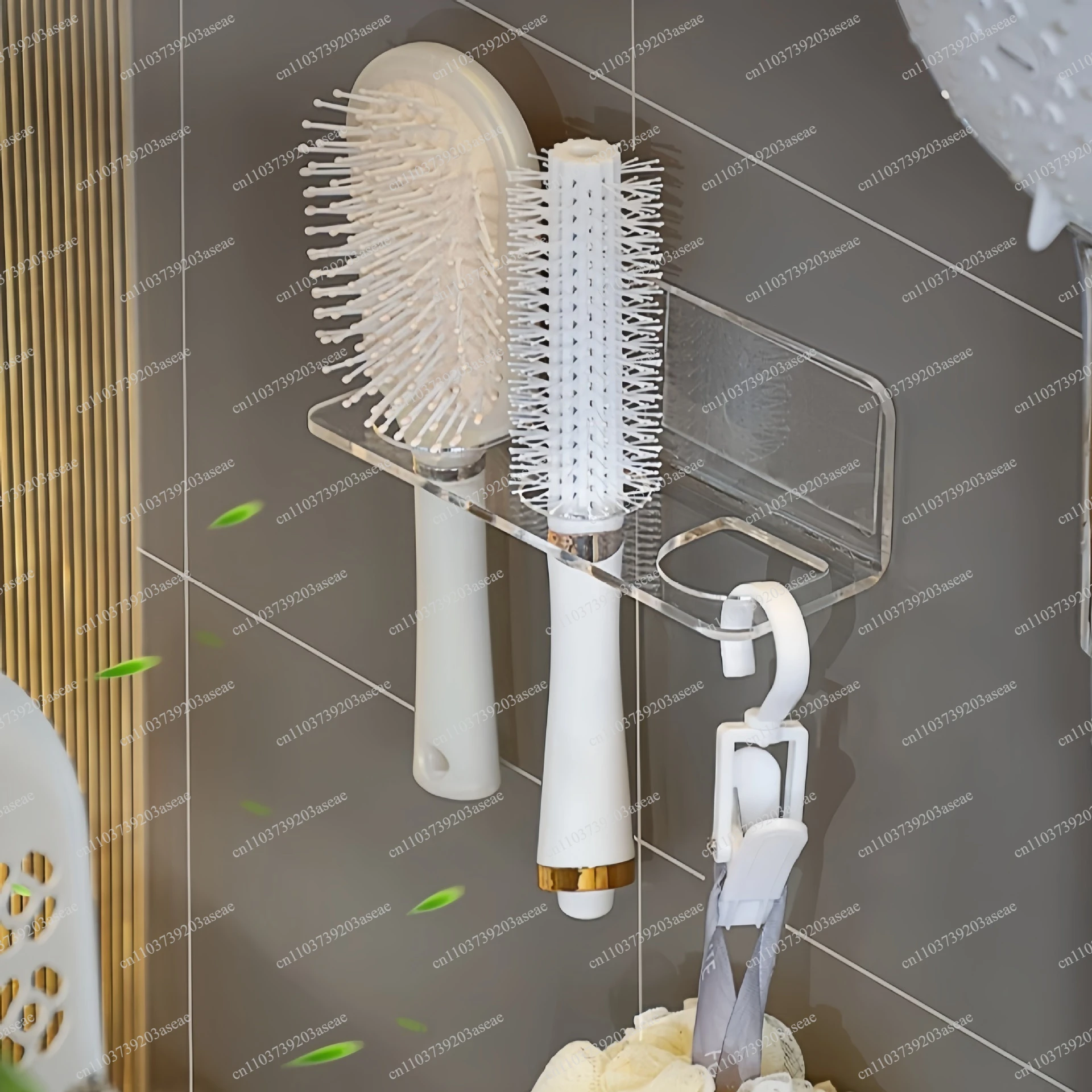 Bathroom comb rack, toilet washstand, wall storage, nail-free, perforated wall-mounted razor rack