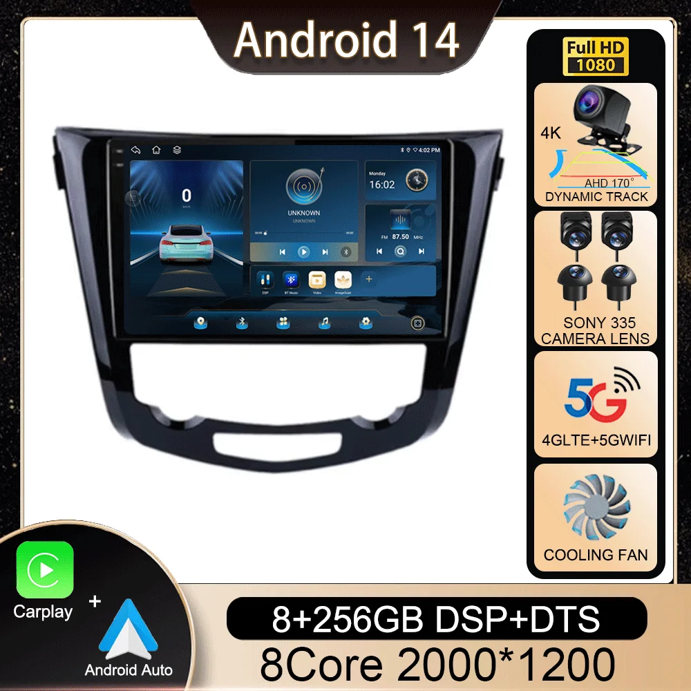 

Android 14 Carplay Auto Car Radio For Nissan X-Trail Xtrail 3 T32 2013 - 2017 GPS Multimedia Video Player Stereo WIFI+4G BT DSP